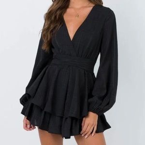 Black Long Sleeve Ruffled Playsuit (worn once!!)